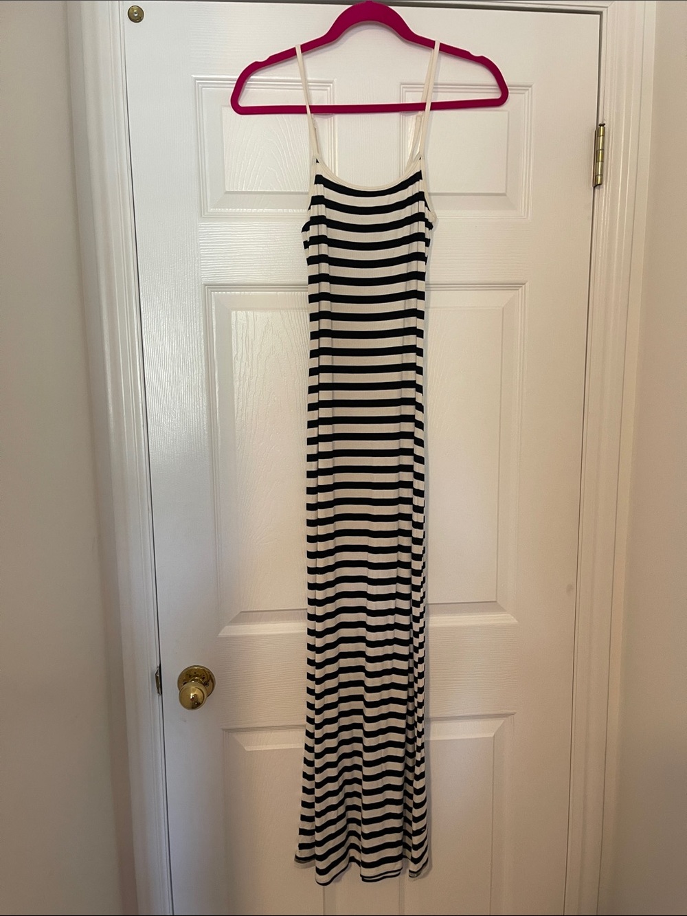 H&M Divided Black and White Striped Ribbed Maxi Dress